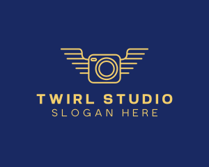 Yellow Camera Wings  logo design