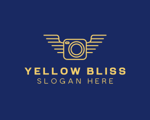 Yellow Camera Wings  logo design