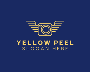 Yellow Camera Wings  logo design