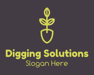 Shovel - Green Seedling Shovel logo design