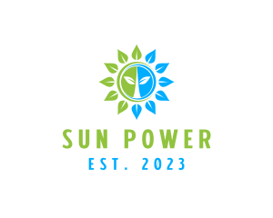 Leaf Sun Flower logo design