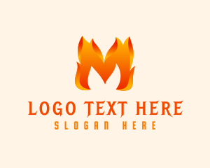 Hot Fire Letter M logo design