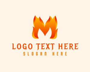 Fuel - Hot Fire Letter M logo design