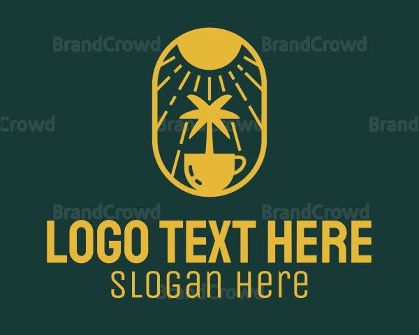 Yellow Tropical Coconut Coffee Logo