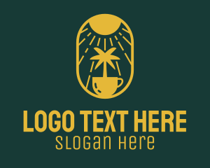 Summer - Yellow Tropical Coconut Coffee logo design