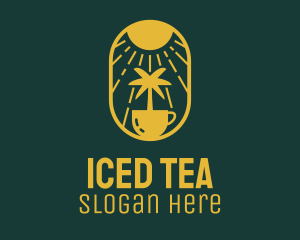 Yellow Tropical Coconut Coffee logo design