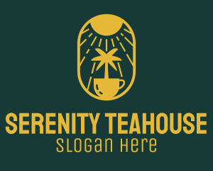 Yellow Tropical Coconut Coffee logo design