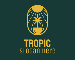 Yellow Tropical Coconut Coffee logo design