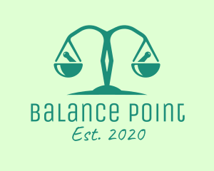 Teal Pharmaceutical Balance Scale logo design