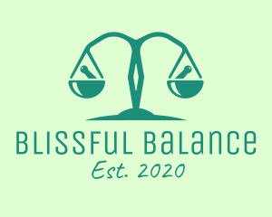 Teal Pharmaceutical Balance Scale logo design