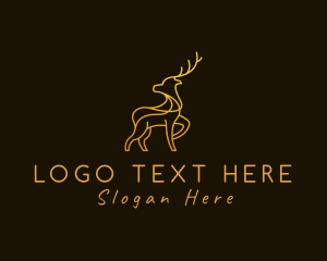 Minimalist - Golden Monoline Deer logo design