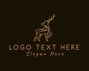 Antler - Golden Monoline Deer logo design