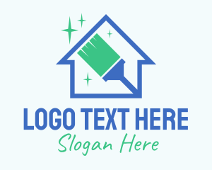 Sanitation - Clean Broom Housekeeper logo design