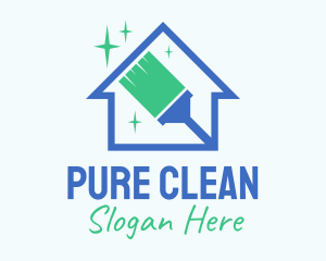 Clean Broom Housekeeper logo design