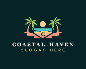 Ocean Tropical Beach logo design