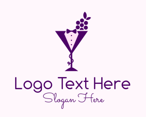 Sommelier - Tuxedo Grape Wine logo design