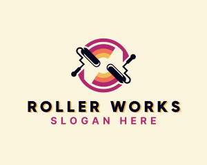 Handyman Paint Roller Renovation logo design