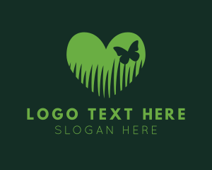 Butterfly - Lawn Grass Heart logo design