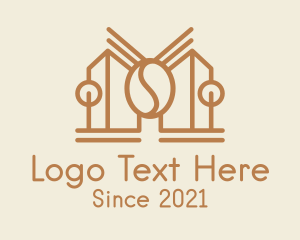 Organic Coffee - Coffee House Line Art logo design