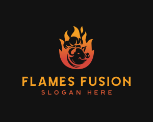 Flaming Pig Barbecue logo design