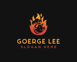 Steakhouse - Flaming Pig Barbecue logo design