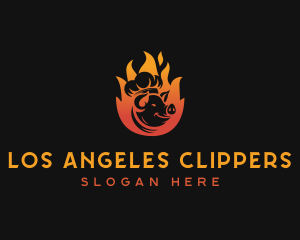 Flame - Flaming Pig Barbecue logo design