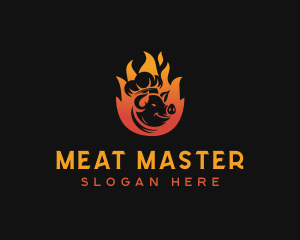 Flaming Pig Barbecue logo design