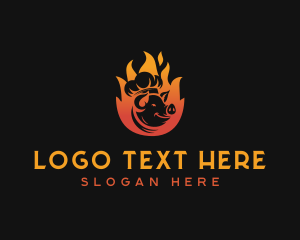 Barbecue - Flaming Pig Barbecue logo design