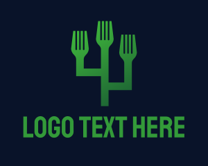 Green - Green Fork Cactus logo design