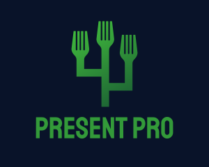 Cutlery - Green Fork Cactus logo design