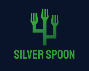 Fork - Green Fork Cactus logo design