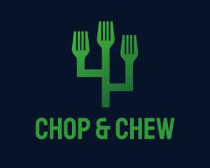 Green - Green Fork Cactus logo design
