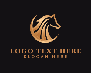 Mustang - Golden Equine Horse logo design