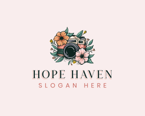 Floral Camera Photography Logo