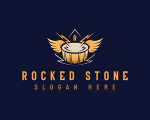 Rock Music Drum Wings logo design