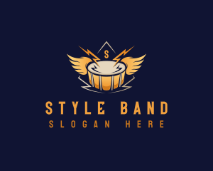 Rock Music Drum Wings logo design