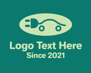 Car Rental - Green Electric Car Plug logo design