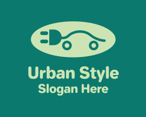 Green Electric Car Plug  Logo