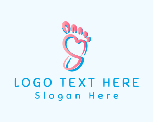 Feet - Pink Foot Heart logo design
