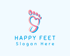 Foot - Pink Foot Heart logo design