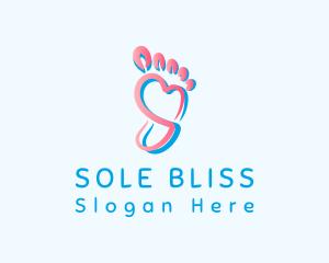 Pedicure - Pink Foot Heart logo design