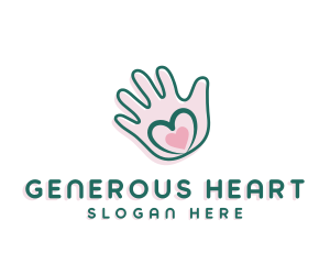 Donation Love Hand Heart logo design