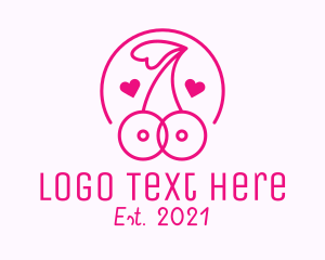 Naughty - Adult Cherry Boobs logo design
