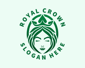 Royal Queen Leaf Crown logo design