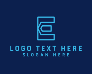 Internet - Blue Cyber Letter E logo design