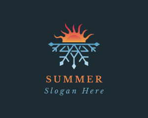 Sun Snowflake Weather Logo