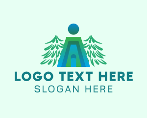 Camping - Green House Roof logo design