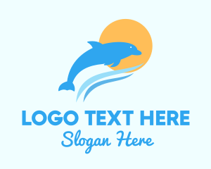 Water - Ocean Sun Dolphin logo design