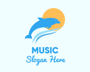 Sunset - Ocean Sun Dolphin logo design