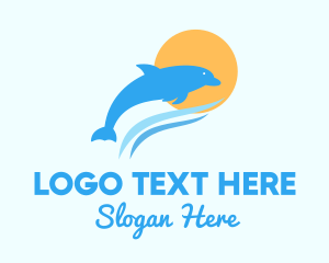 Aquatic - Ocean Sun Dolphin logo design